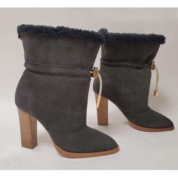 CHLOE ANKLE BOOTS DRAWSTRING SHEEPSKIN FOLD OVER BOOTIES sz 40 9.5 - Picture 4 of 11